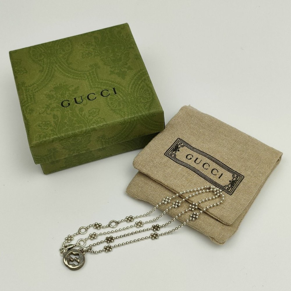 Gucci Sterling Silver Interlocking G Cluster Chai… - image 1